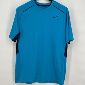 Nike Mens Dri Fit Short Sleeve T-Shirt - Turquoise Blue / Black - L‎ EUC